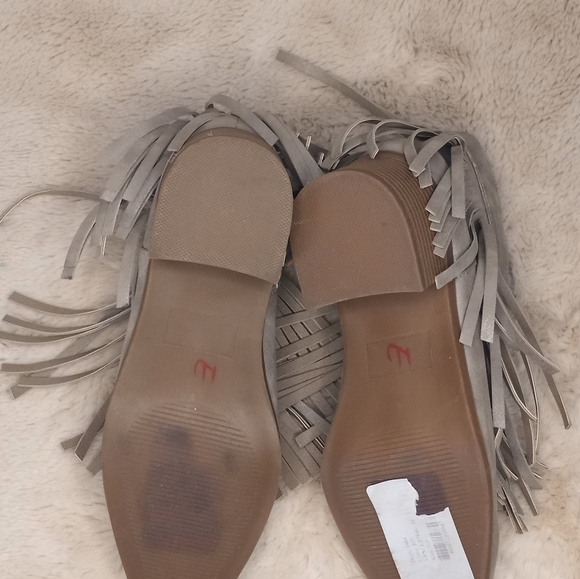 London Rag Western Metallic Grey Fringe Bohemian Block Heel Ankle Bootie - Picture 9 of 12